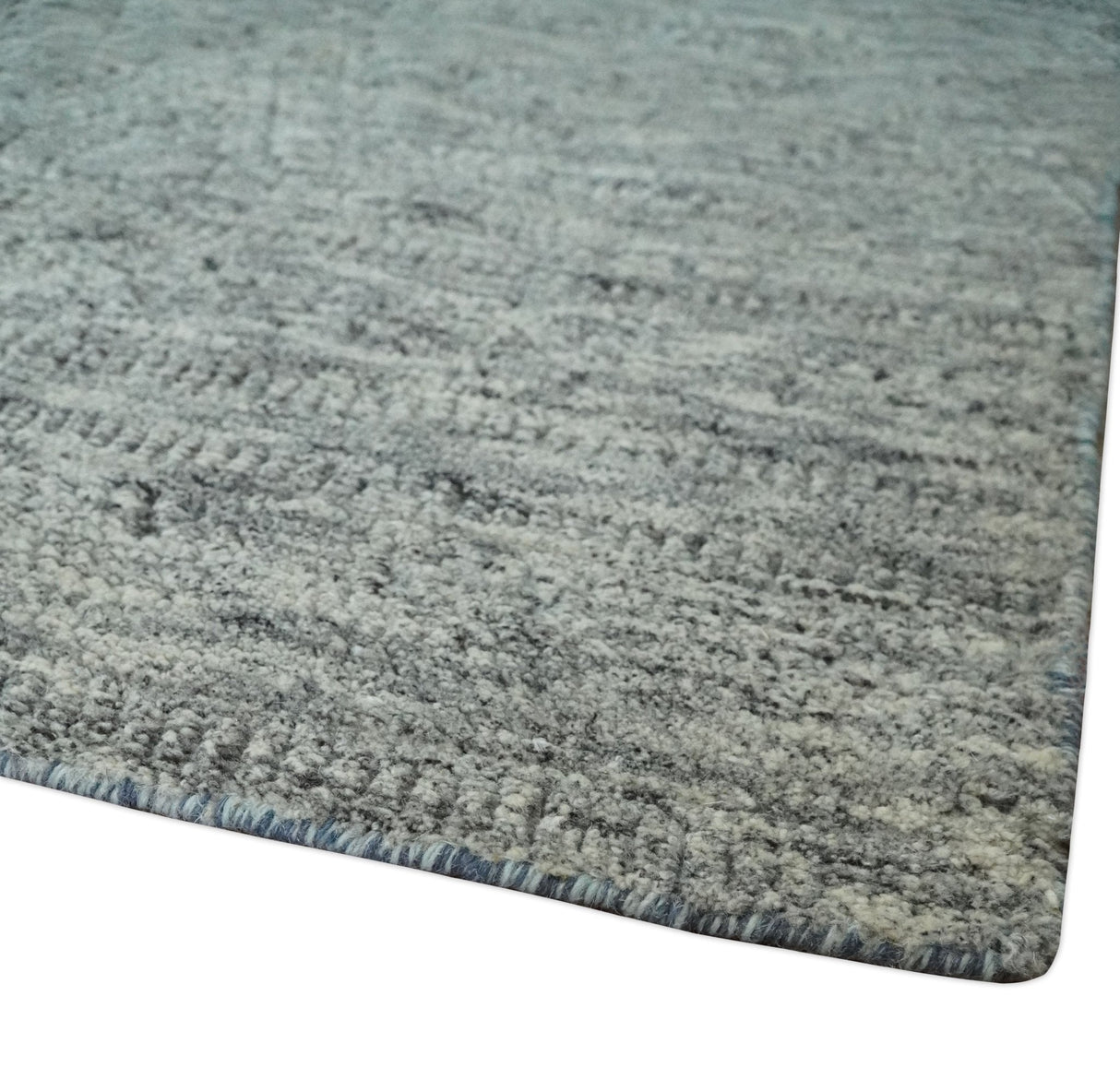 Hand carved Geometrical Design Ivory, Gray and Charcoal Hand knotted wool Area Rug