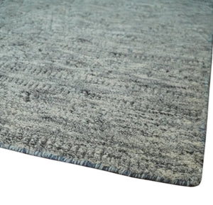 Hand carved Geometrical Design Ivory, Gray and Charcoal Hand knotted wool Area Rug
