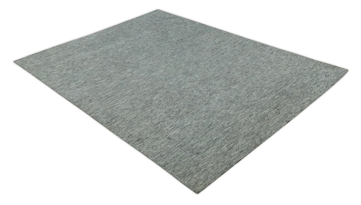 Hand carved Geometrical Design Ivory, Gray and Charcoal Hand knotted wool Area Rug