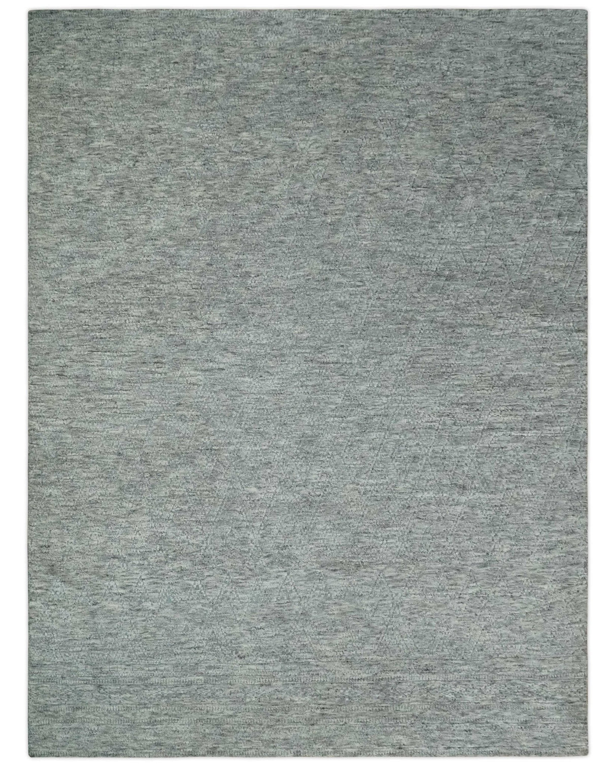 Hand carved Geometrical Design Ivory, Gray and Charcoal Hand knotted wool Area Rug