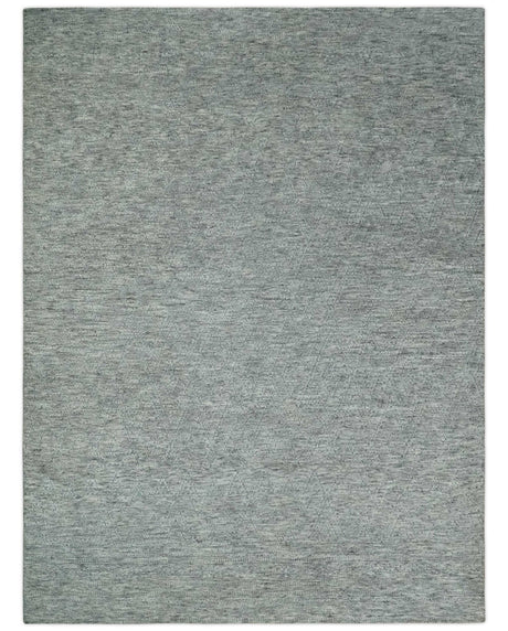 Hand carved Geometrical Design Ivory, Gray and Charcoal Hand knotted wool Area Rug