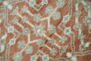 Hand knotted 9.4x12 Rust and Aqua Floral Tree wool Area Rug