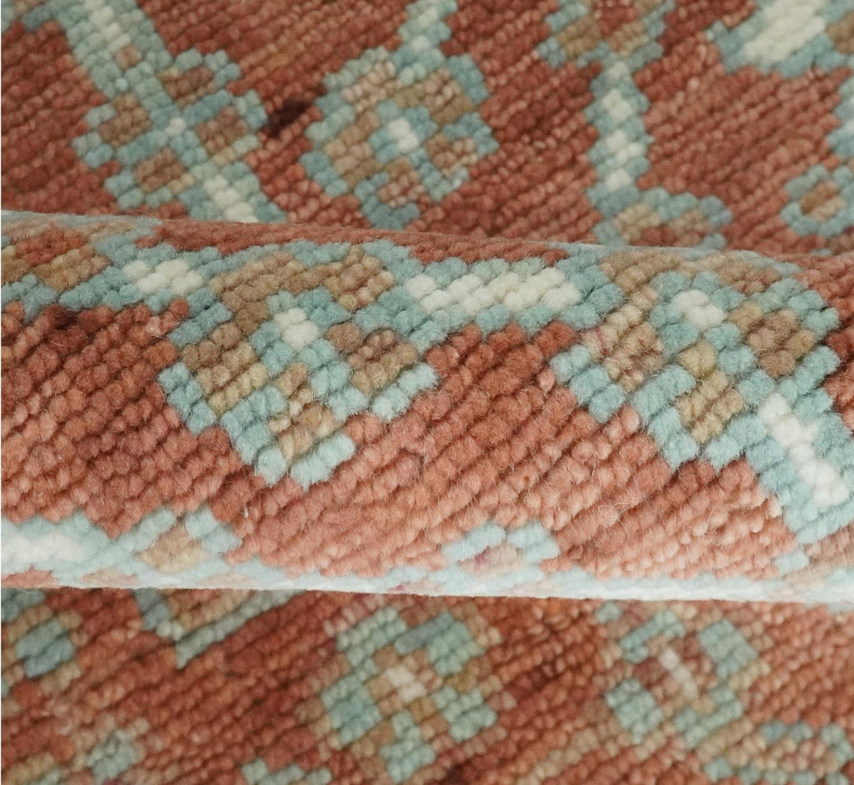 Hand knotted 9.4x12 Rust and Aqua Floral Tree wool Area Rug