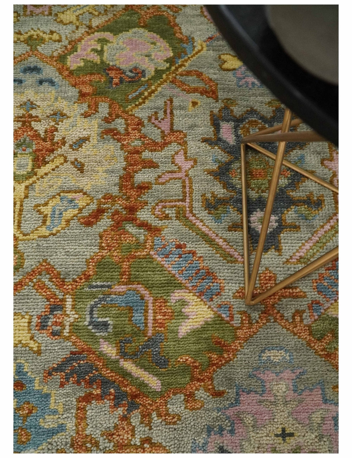 Hand knotted All Wool Silver, Rust and Gray Traditional Antique Moss Oushak Multi Size wool Area Rug