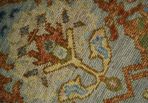 Hand knotted All Wool Silver, Rust and Gray Traditional Antique Moss Oushak Multi Size wool Area Rug