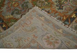 Hand knotted All Wool Silver, Rust and Gray Traditional Antique Moss Oushak Multi Size wool Area Rug