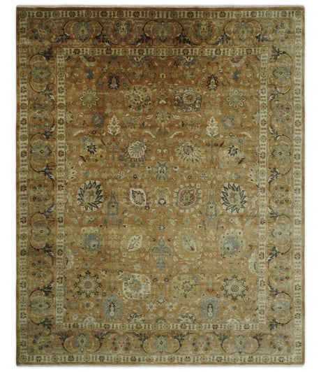 Hand knotted Beige, Ivory and Brown 8x10 Hand knotted Oushak Area Rug