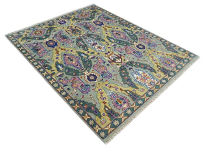 Hand knotted Green, Pink and Gold Traditional large design Antique Oushak Custom Made wool Area Rug