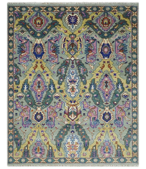 Hand knotted Green, Pink and Gold Traditional large design Antique Oushak Custom Made wool Area Rug