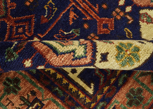 Hand knotted Traditional Multi Sizes Antique Style Vintage Finish Rust and Blue Area Rug