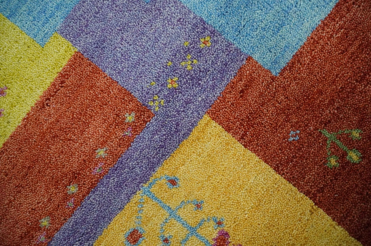 Hand knotted Traditional Multi color Antique Tribal Style Gabbeh Design Wool Area Rug
