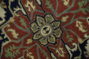 Handmade 5x8 Rust and Blue made with fine wool Area Rug | TRDCP11658