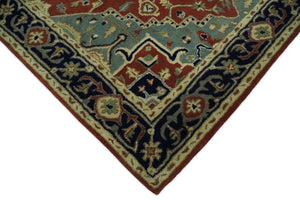 Handmade 5x8 Rust and Blue made with fine wool Area Rug | TRDCP11658