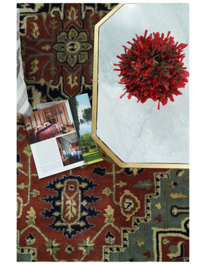 Handmade 5x8 Rust and Blue made with fine wool Area Rug | TRDCP11658