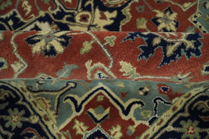 Handmade 5x8 Rust and Blue made with fine wool Area Rug | TRDCP11658