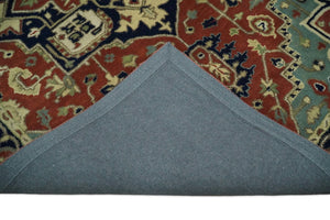 Handmade 5x8 Rust and Blue made with fine wool Area Rug | TRDCP11658