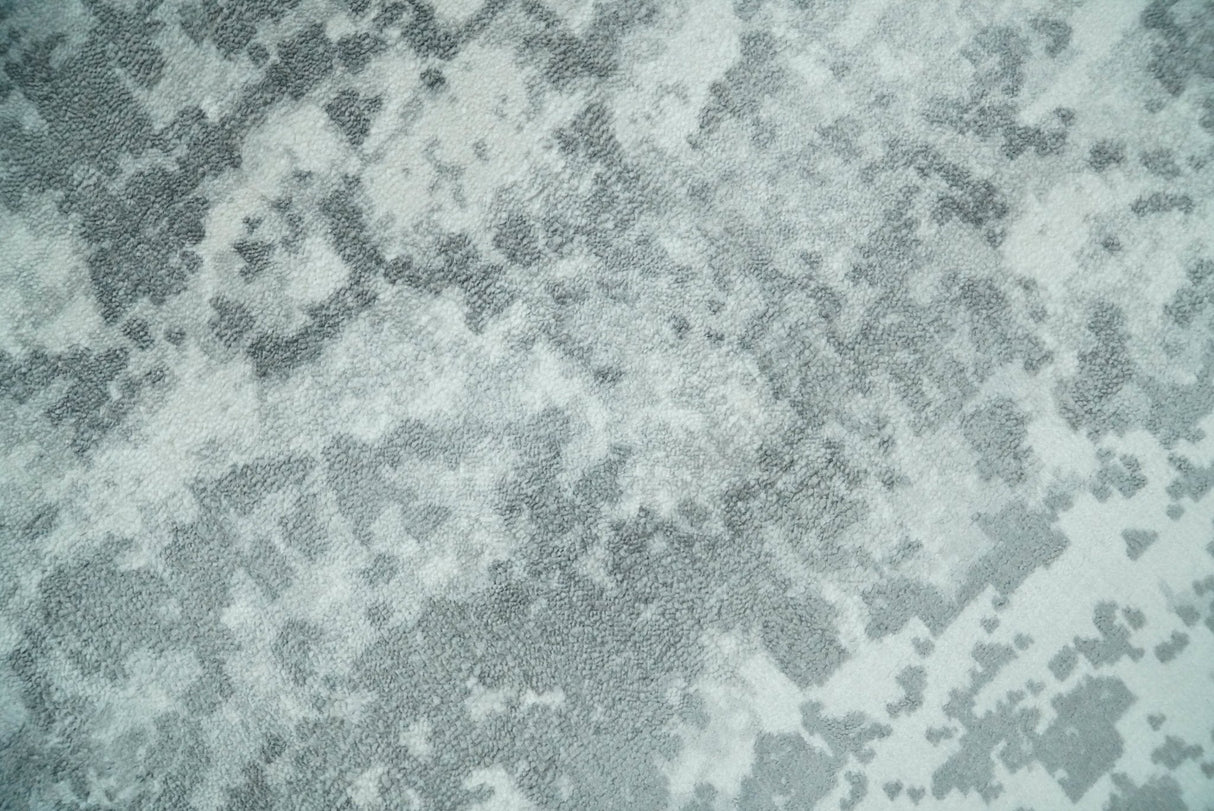 Handmade 7.10x9.9 Abstract Ivory and Gray Blended Wool and Bamboo Silk Area Rug