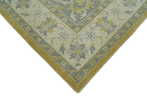 Handmade 8x10 and 9x12 Traditional Vintage Design Mustard and Silver Wool Area Rug | TRDCP127810