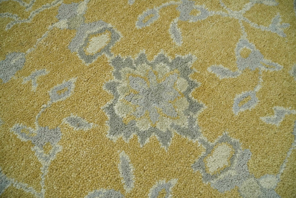 Handmade 8x10 and 9x12 Traditional Vintage Design Mustard and Silver Wool Area Rug | TRDCP127810