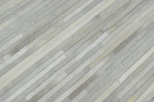 Handmade Hairon 5x8 Genuine Leather Handmade Ivory and Beige Area Rug | LR10
