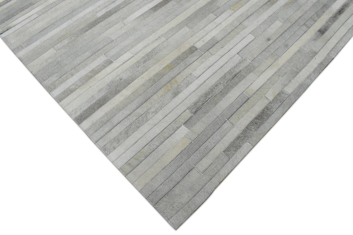 Handmade Hairon 5x8 Genuine Leather Handmade Ivory and Beige Area Rug | LR10