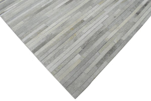 Handmade Hairon 5x8 Genuine Leather Handmade Ivory and Beige Area Rug | LR10