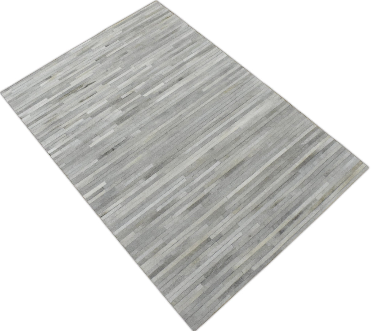 Handmade Hairon 5x8 Genuine Leather Handmade Ivory and Beige Area Rug | LR10