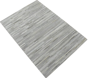 Handmade Hairon 5x8 Genuine Leather Handmade Ivory and Beige Area Rug | LR10