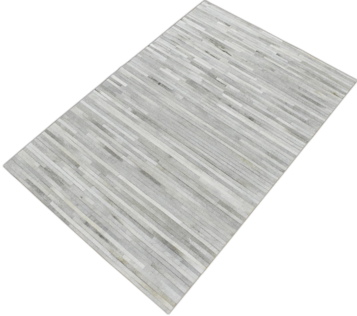 Handmade Hairon 5x8 Genuine Leather Handmade Ivory and Beige Area Rug | LR10