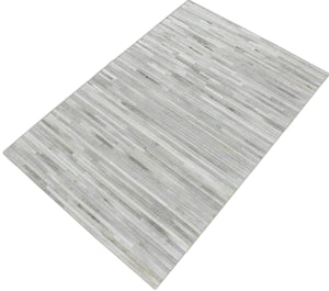 Handmade Hairon 5x8 Genuine Leather Handmade Ivory and Beige Area Rug | LR10