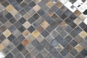 Handmade Hairon 5x8 and 8x10 Genuine Leather Handmade Brown and Ivory Leather Rug | LR8