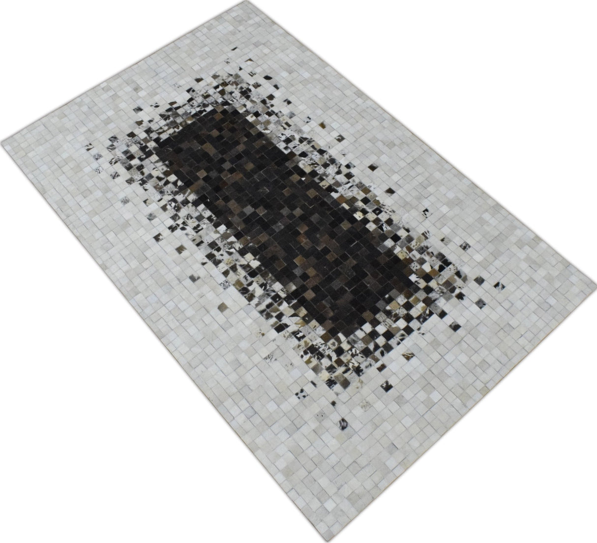 Handmade Hairon 5x8 and 8x10 Genuine Leather Handmade Brown and Ivory Leather Rug | LR8