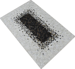 Handmade Hairon 5x8 and 8x10 Genuine Leather Handmade Brown and Ivory Leather Rug | LR8