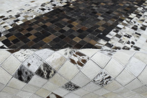 Handmade Hairon 5x8 and 8x10 Genuine Leather Handmade Brown and Ivory Leather Rug | LR8