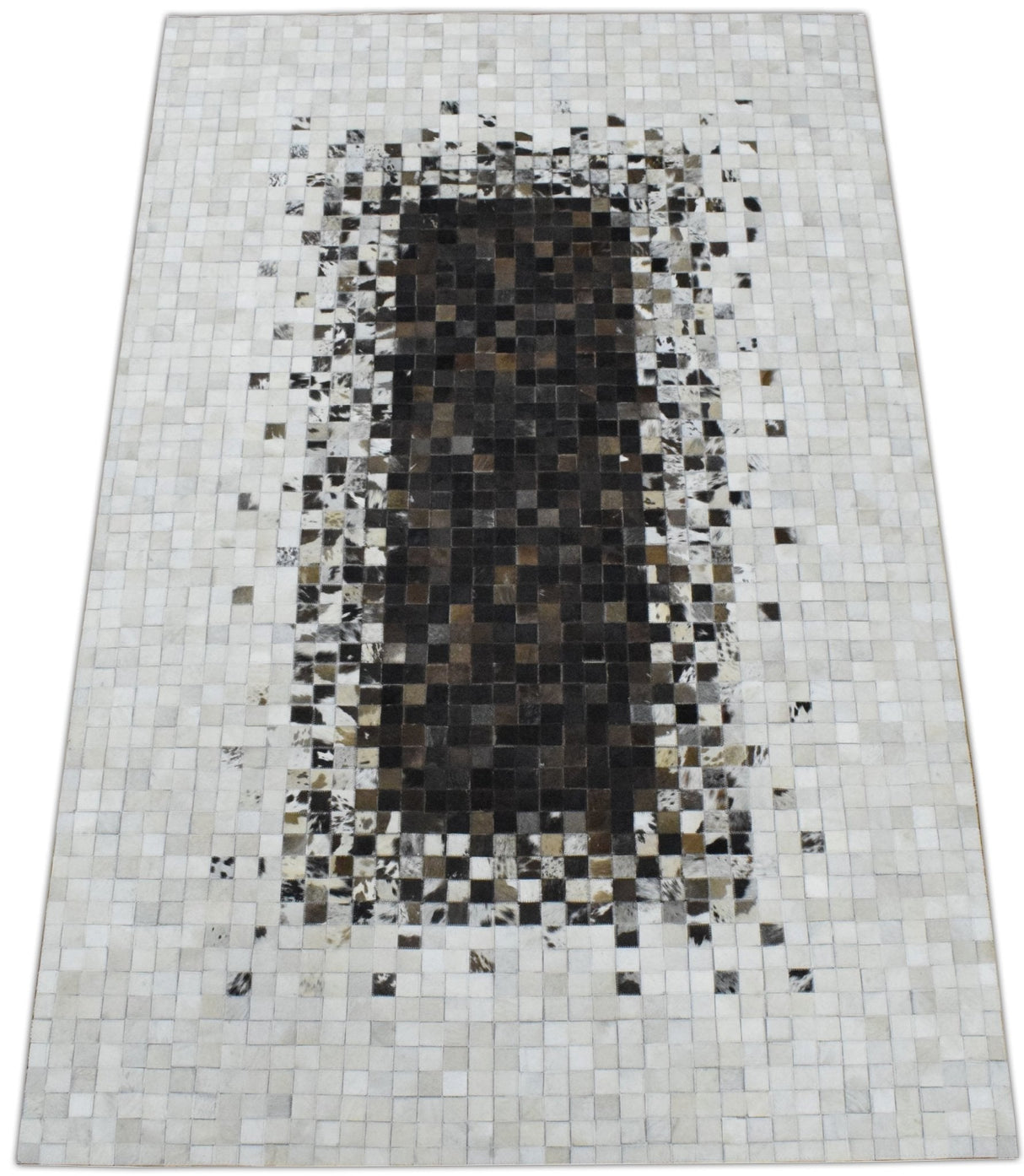 Handmade Hairon 5x8 and 8x10 Genuine Leather Handmade Brown and Ivory Leather Rug | LR8