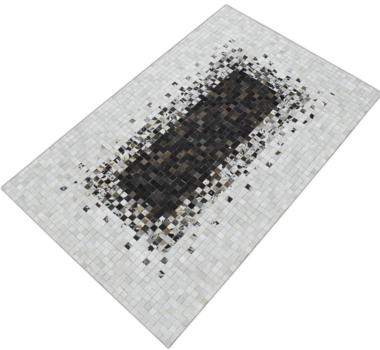 Handmade Hairon 5x8 and 8x10 Genuine Leather Handmade Brown and Ivory Leather Rug | LR8