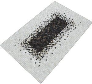 Handmade Hairon 5x8 and 8x10 Genuine Leather Handmade Brown and Ivory Leather Rug | LR8