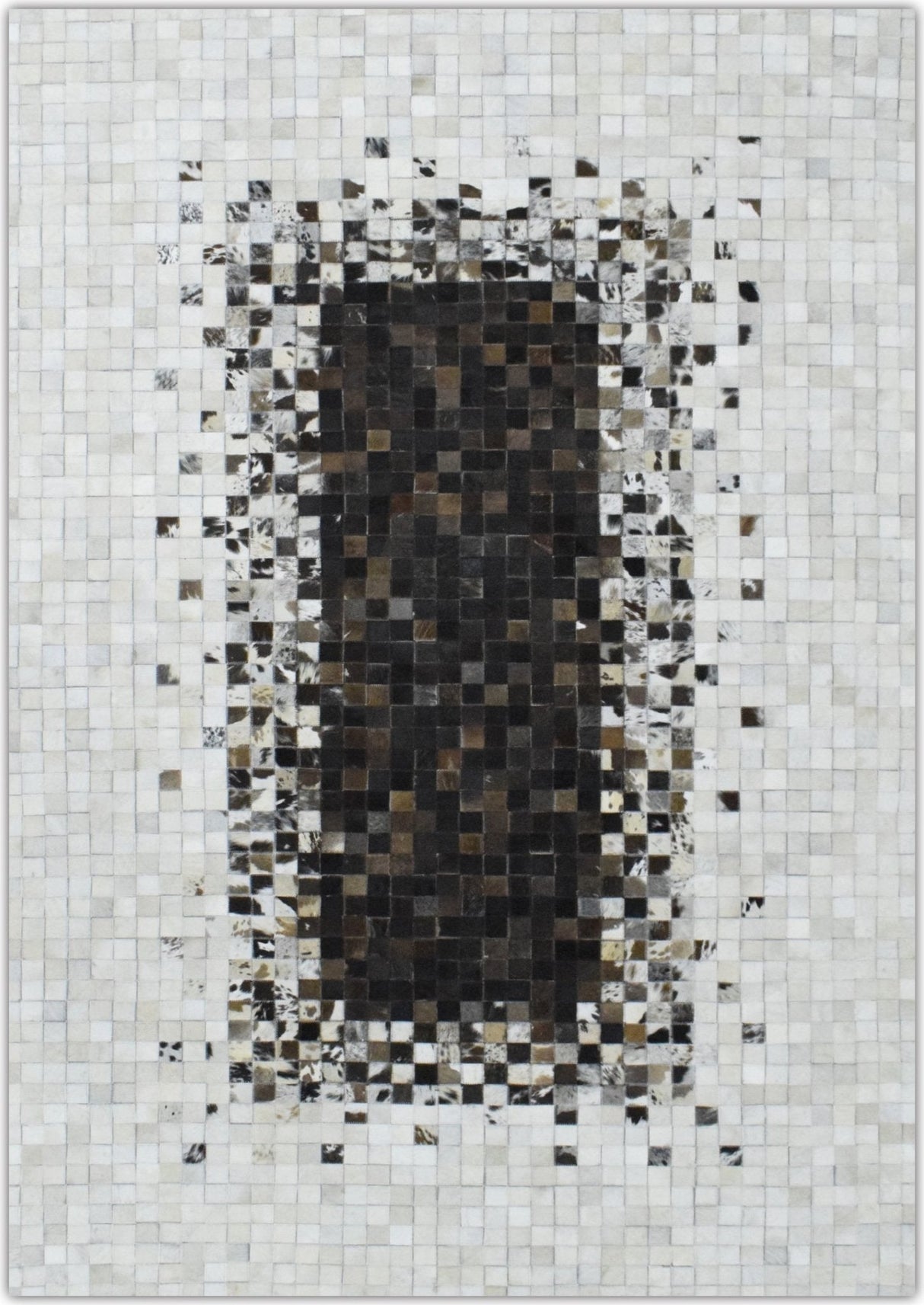 Handmade Hairon 5x8 and 8x10 Genuine Leather Handmade Brown and Ivory Leather Rug | LR8