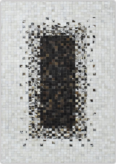 Handmade Hairon 5x8 and 8x10 Genuine Leather Handmade Brown and Ivory Leather Rug | LR8