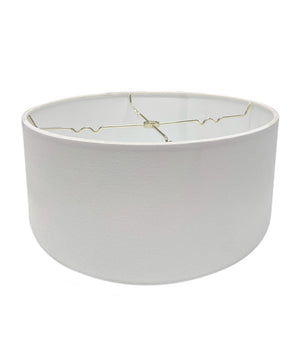 Hardback Shallow Drum Lampshade White Linen Fabric, 14x14x7