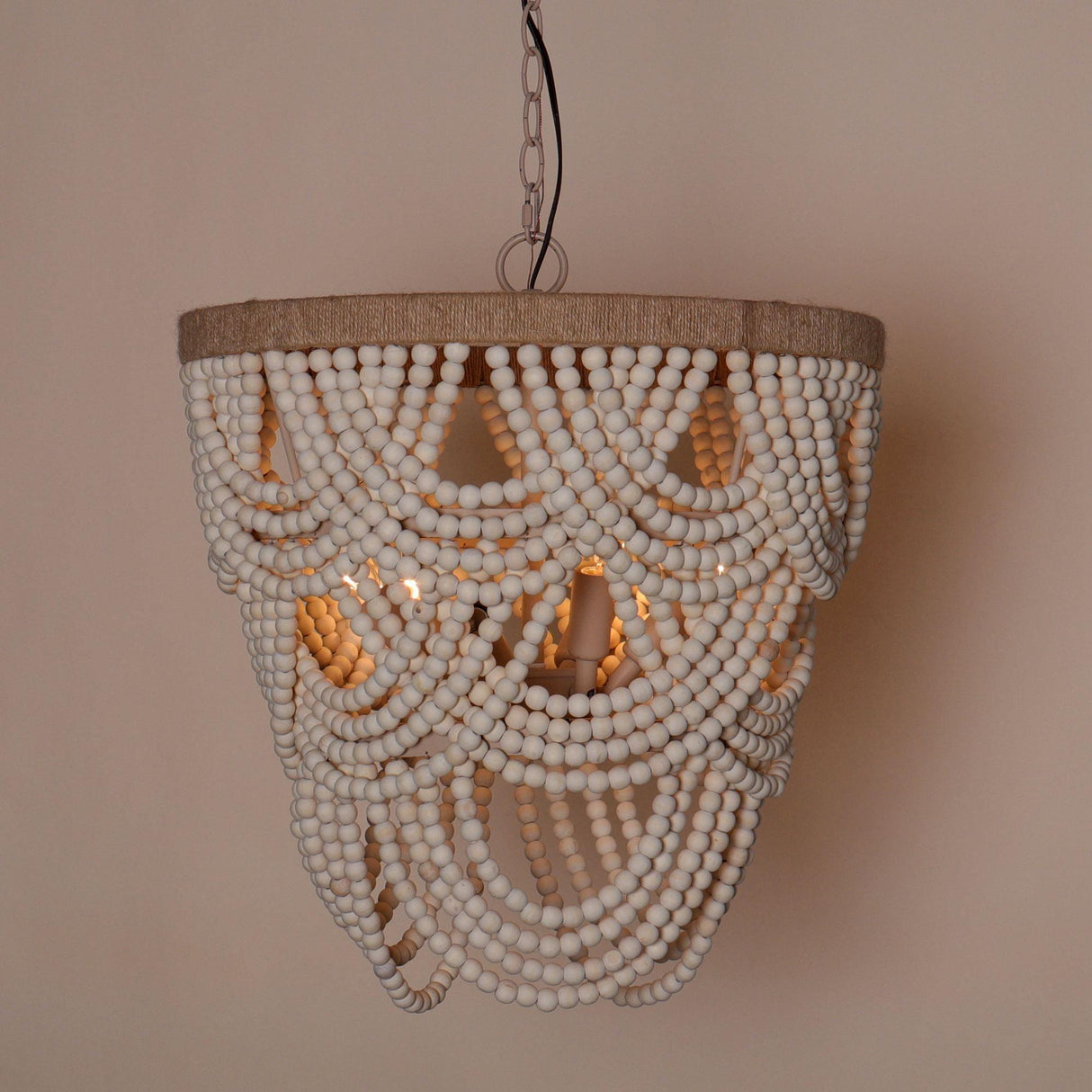 Hatfield 4-Light Bohemia Style Wood Beaded Chandelier