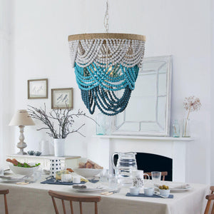 Hatfield 4-Light Bohemia Style Wood Beaded Chandelier