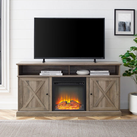 Hawley Barn Door Fireplace TV Stand