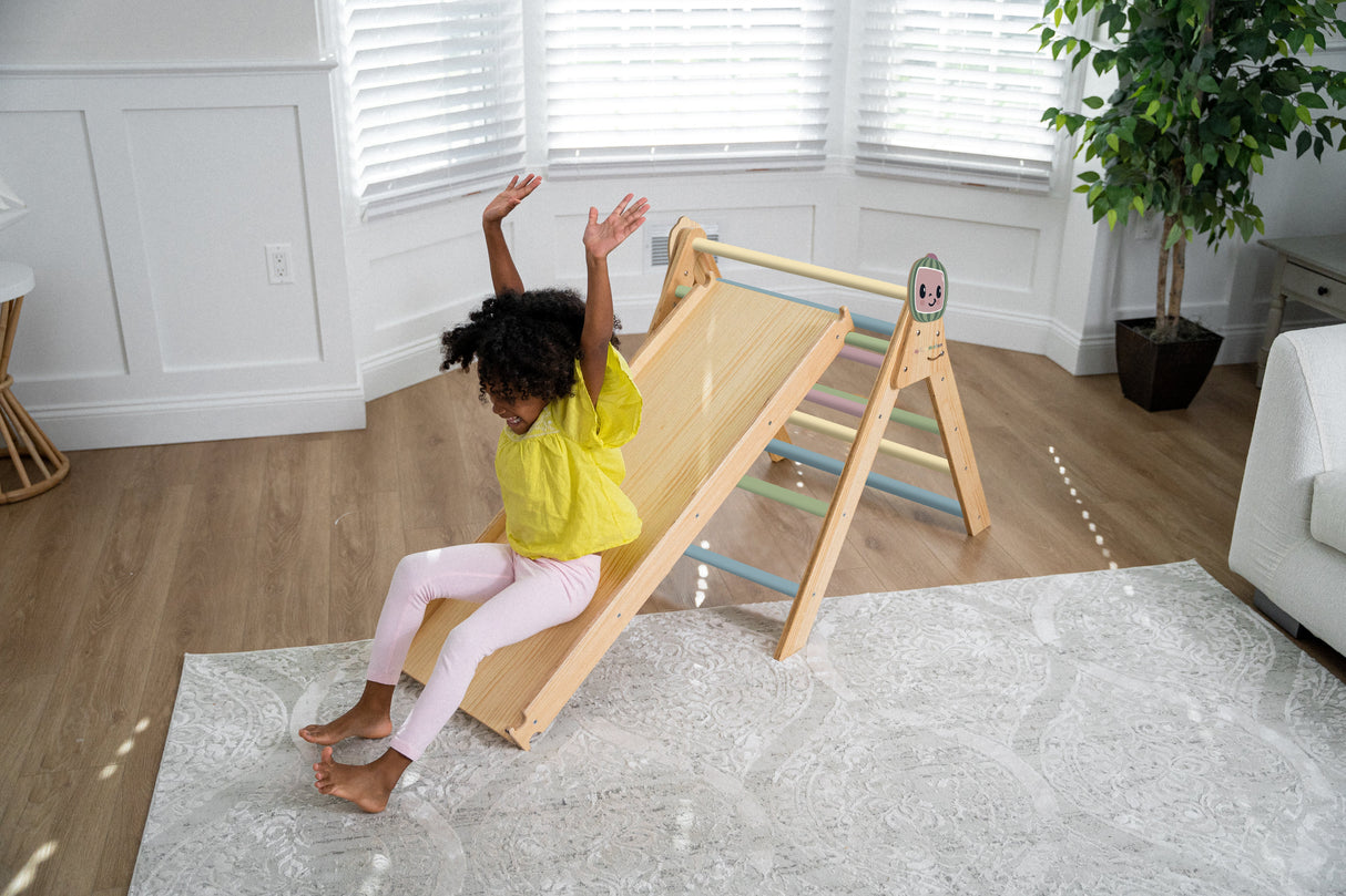 Hazel CocoMelon Pikler Triangle & Rocker Set – Montessori Climbing Ladder for Toddlers