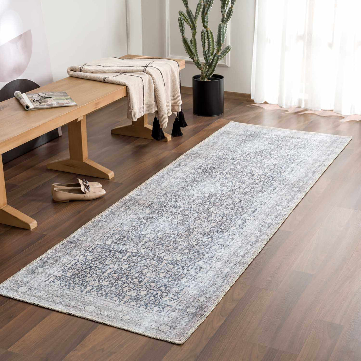 Hedda Vintage Flat Pile Washable Rug
