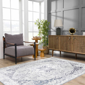 Hera Ivory Flat Pile Washable Rug