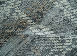 High-Low Ivory, Gray and Charcoal 8x10 hand knotted Contemporary wool Area rug