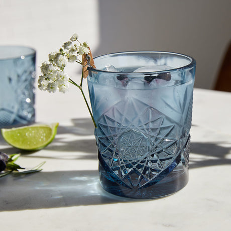 Hobstar Double Old Fashioned Glasses, 12-ounce, Set of 4