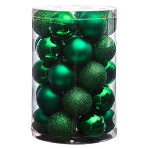 Holiday Christmas 30 Count 2.5” Shatterproof Ornament Set with Re-Useable Storage Container