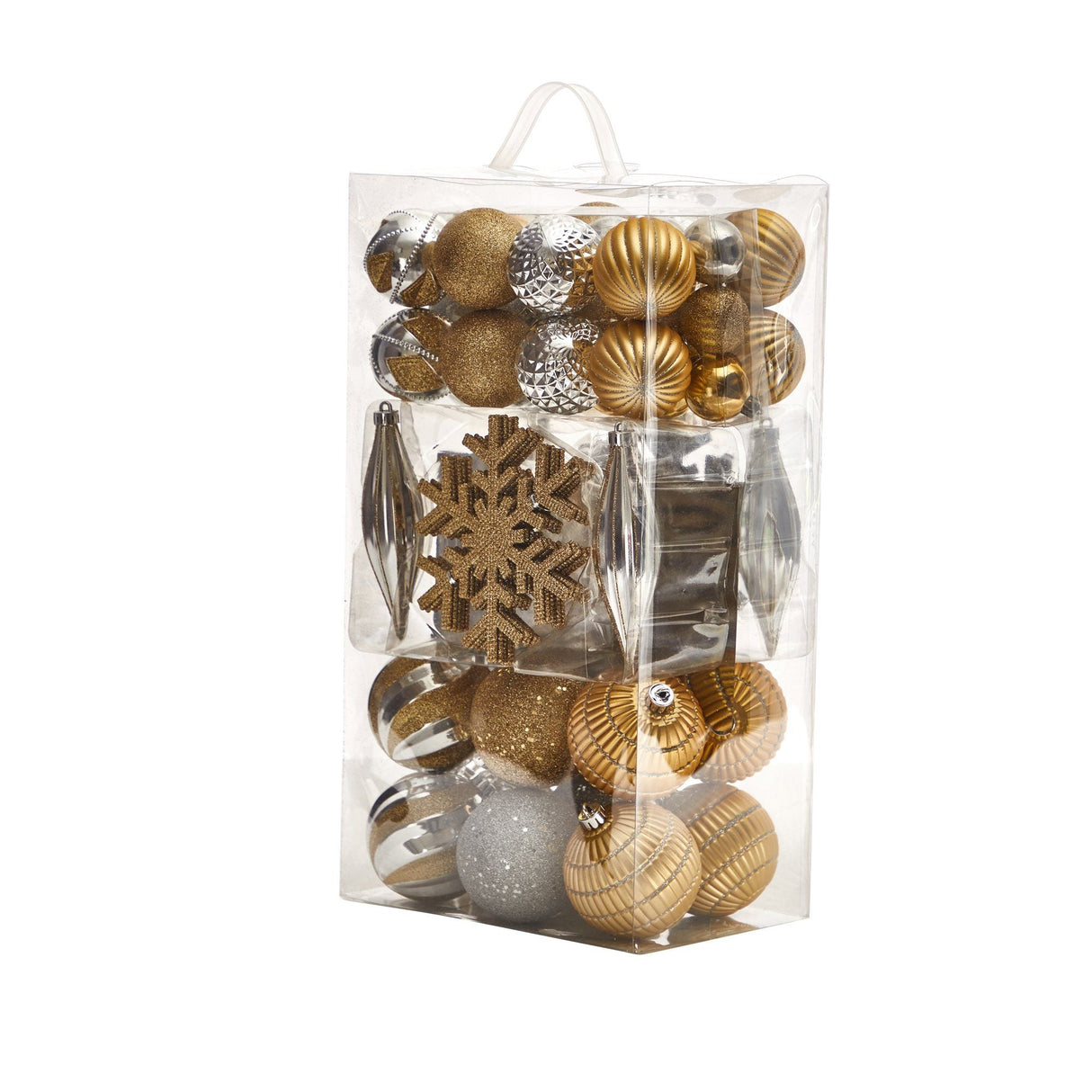 Holiday Deluxe Shatterproof, 60 Count Christmas Tree Ornament Box Set, Re-Useable Container